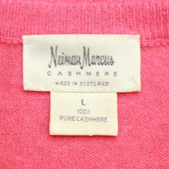 Neiman Marcus 100% Cashmere Pink Sweater Short Sleeve Cozy Preppy Scotland Large - Picture 6 of 6